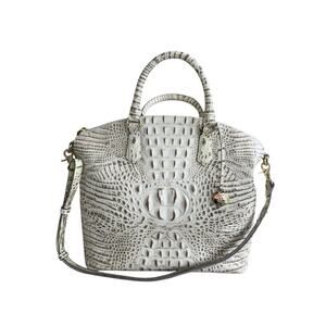 Brahmin Large Duxbury Satchel Limestone Melbourne Croc Embossed Leather Handbag